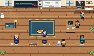 The Fernhill office in pixel art